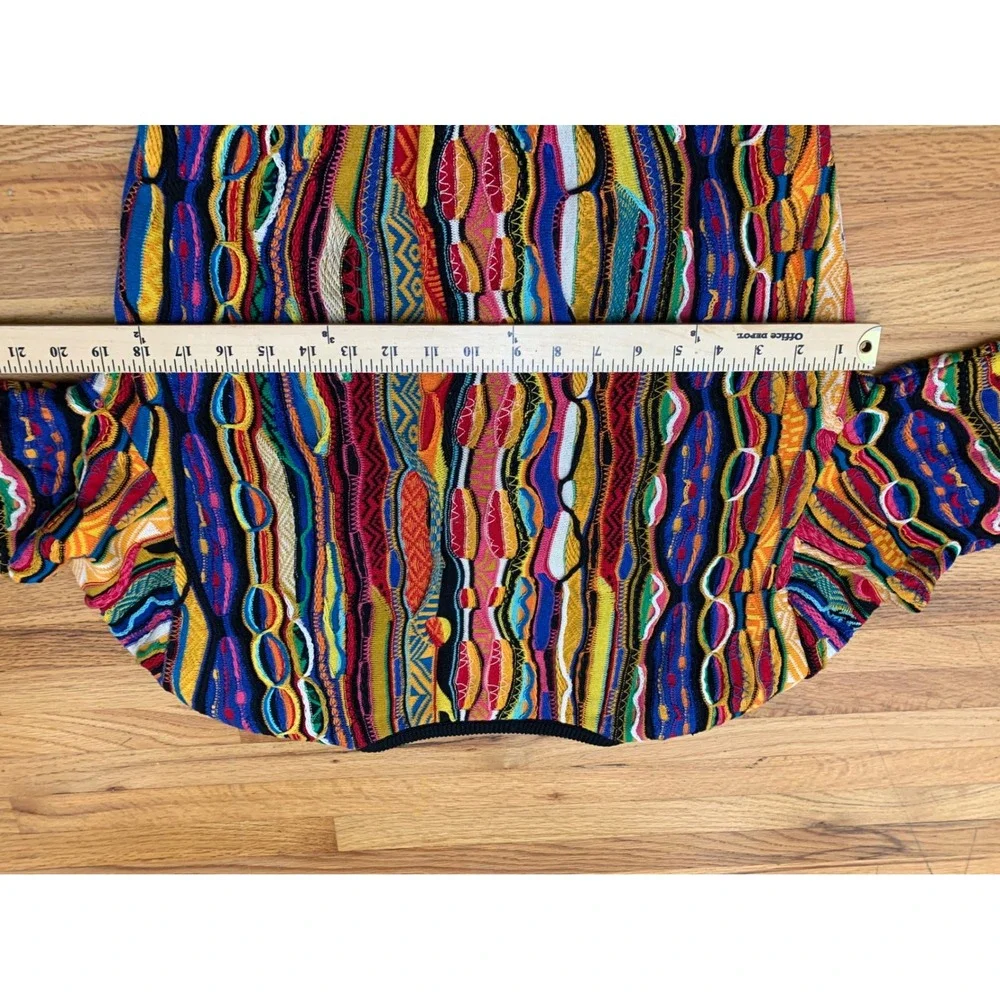 Coogi Australia Vintage 3D Knit Cardigan Sweater Multi Color Cotton Womens M - Picture 7 of 9